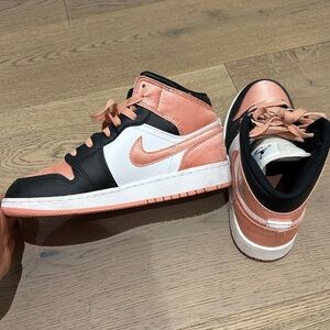 Nike Air Jordan Mid Sneakers - Black, White, and Pink